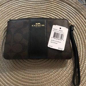 COACH Corner Zip Wristlet In Signature Canvas